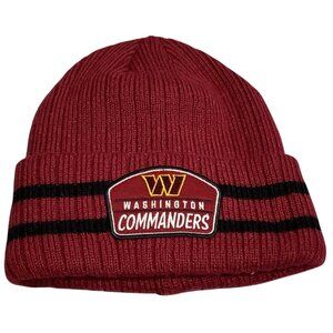 Washington Commanders NFL Red Knit Beanie Hat Embroidered Patch